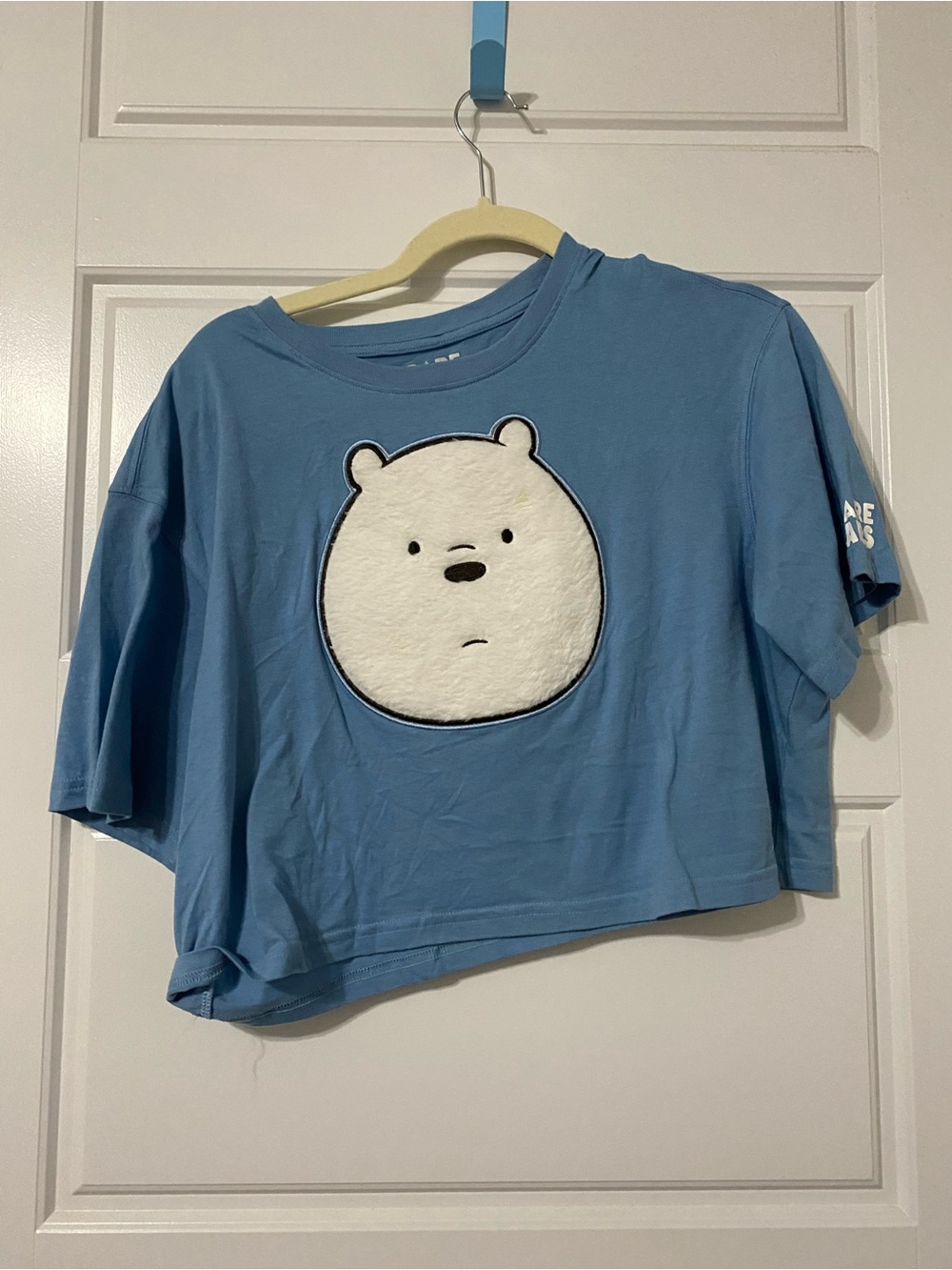 Cartoon Network Light Blue Cropped Tee with White Bear Patch